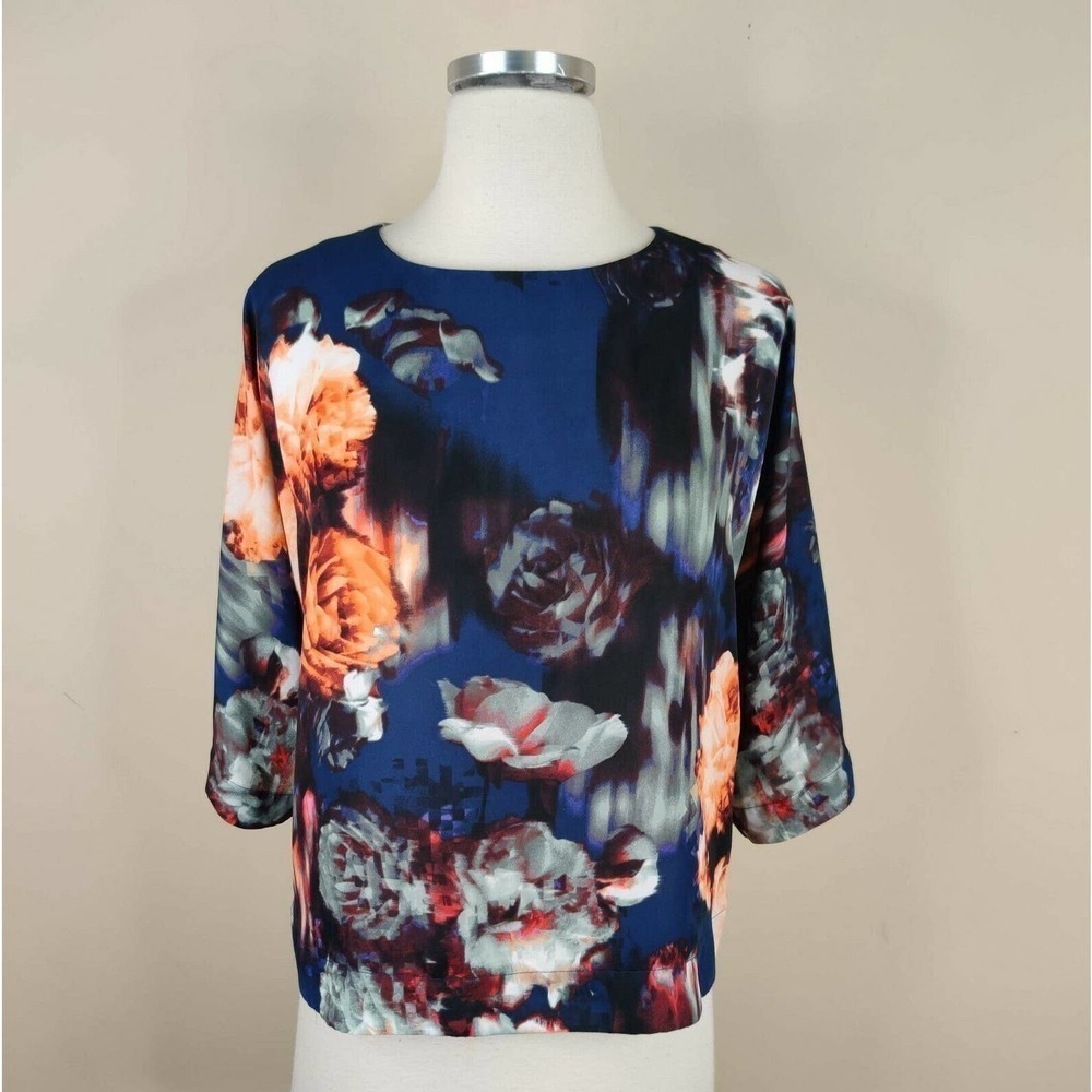 Robert Rodriguez Floral Blouse Top Short Sleeve Lightweight